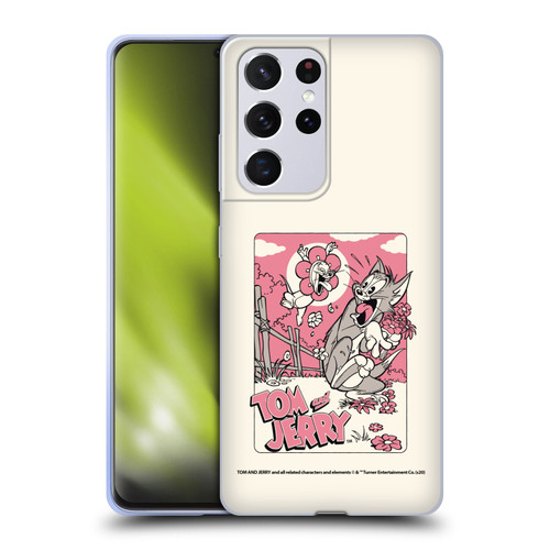 Tom and Jerry Illustration Scary Flower Soft Gel Case for Samsung Galaxy S21 Ultra 5G