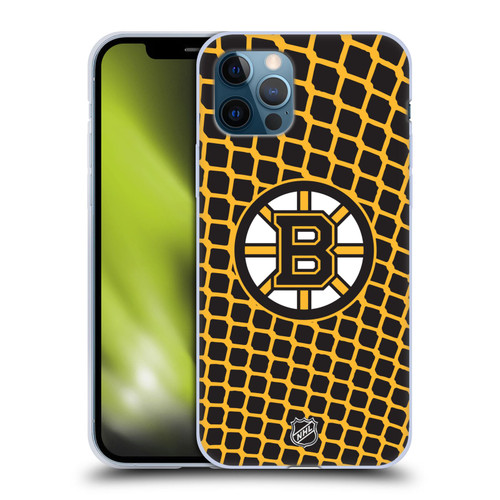 NHL Boston Bruins Net Pattern Soft Gel Case for Apple iPhone 12 / iPhone 12 Pro