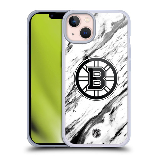 NHL Boston Bruins Marble Soft Gel Case for Apple iPhone 13