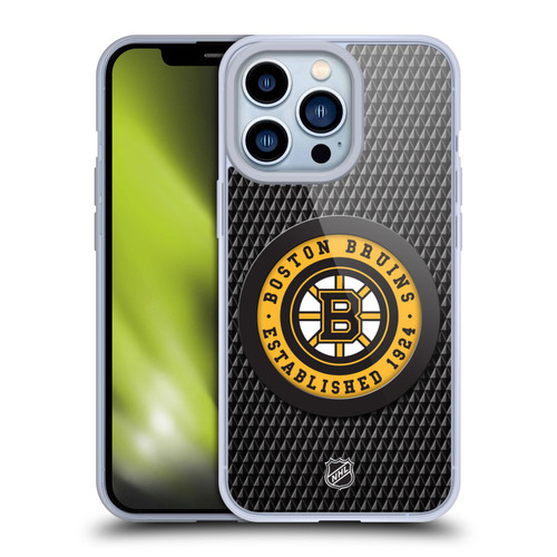 NHL Boston Bruins Puck Texture Soft Gel Case for Apple iPhone 13 Pro
