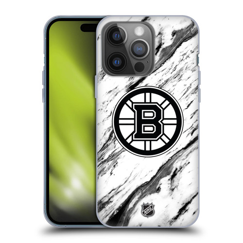NHL Boston Bruins Marble Soft Gel Case for Apple iPhone 14 Pro
