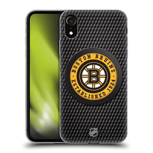 NHL Boston Bruins Puck Texture Soft Gel Case for Apple iPhone XR