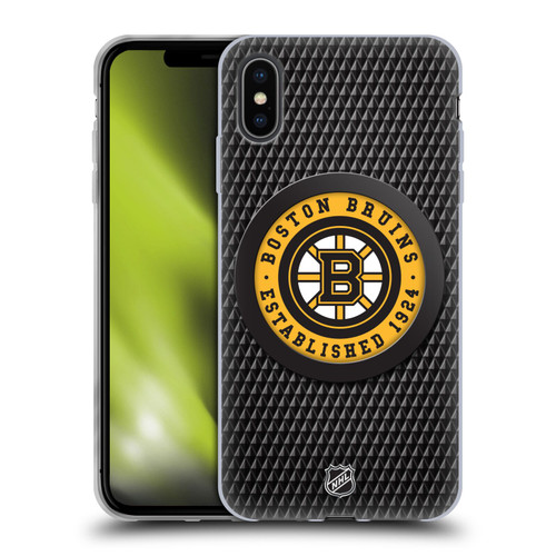 NHL Boston Bruins Puck Texture Soft Gel Case for Apple iPhone XS Max