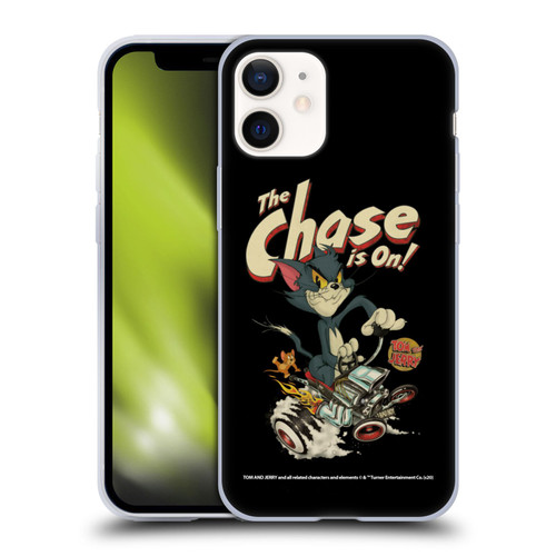 Tom and Jerry Typography Art The Chase Is On Soft Gel Case for Apple iPhone 12 Mini