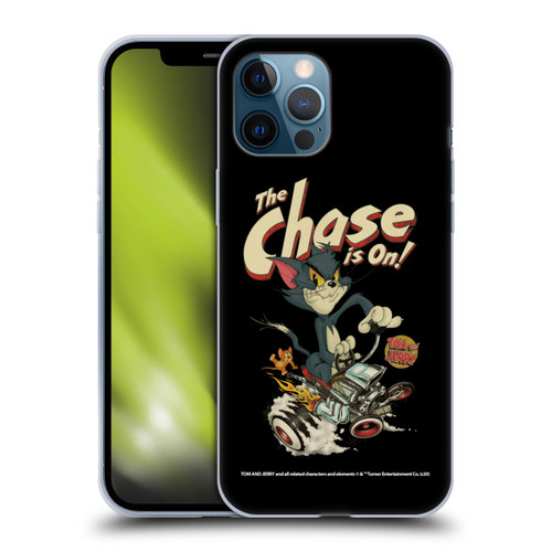 Tom and Jerry Typography Art The Chase Is On Soft Gel Case for Apple iPhone 12 Pro Max