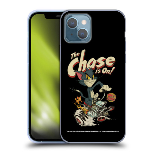 Tom and Jerry Typography Art The Chase Is On Soft Gel Case for Apple iPhone 13