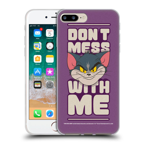 Tom and Jerry Typography Art Don't Mess With Me Soft Gel Case for Apple iPhone 7 Plus / iPhone 8 Plus