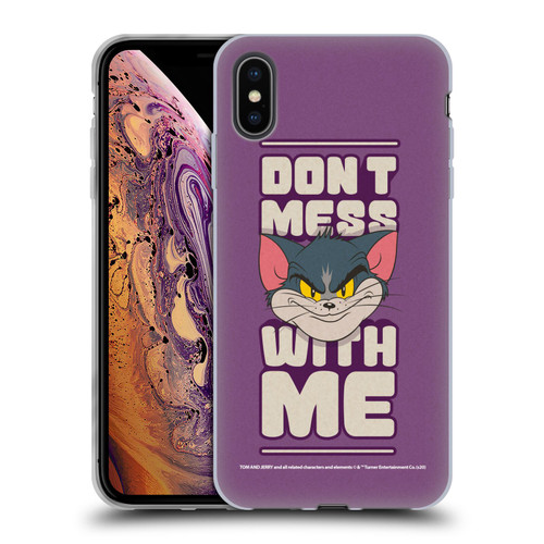 Tom and Jerry Typography Art Don't Mess With Me Soft Gel Case for Apple iPhone XS Max