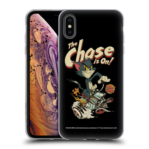 Tom and Jerry Typography Art The Chase Is On Soft Gel Case for Apple iPhone XS Max