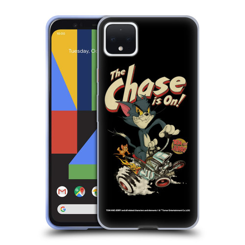 Tom and Jerry Typography Art The Chase Is On Soft Gel Case for Google Pixel 4 XL