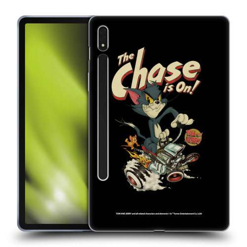 Tom and Jerry Typography Art The Chase Is On Soft Gel Case for Samsung Galaxy Tab S8