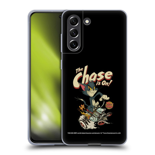 Tom and Jerry Typography Art The Chase Is On Soft Gel Case for Samsung Galaxy S21 FE 5G