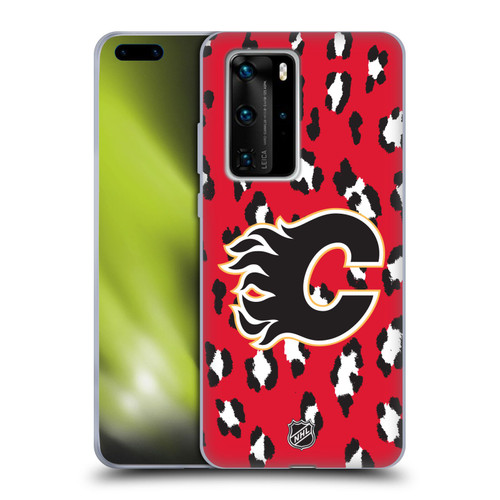 NHL Calgary Flames Leopard Patten Soft Gel Case for Huawei P40 Pro / P40 Pro Plus 5G