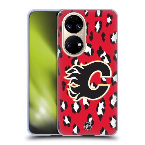 NHL Calgary Flames Leopard Patten Soft Gel Case for Huawei P50