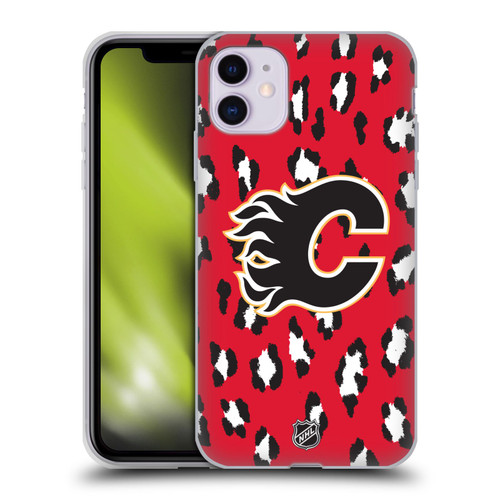 NHL Calgary Flames Leopard Patten Soft Gel Case for Apple iPhone 11
