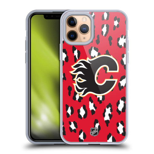 NHL Calgary Flames Leopard Patten Soft Gel Case for Apple iPhone 11 Pro