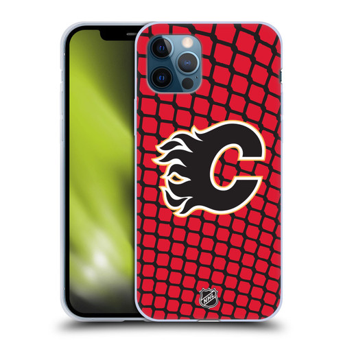 NHL Calgary Flames Net Pattern Soft Gel Case for Apple iPhone 12 / iPhone 12 Pro