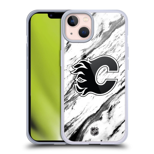 NHL Calgary Flames Marble Soft Gel Case for Apple iPhone 13