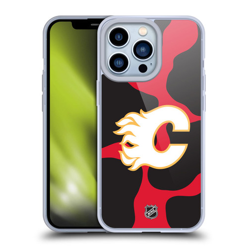 NHL Calgary Flames Cow Pattern Soft Gel Case for Apple iPhone 13 Pro