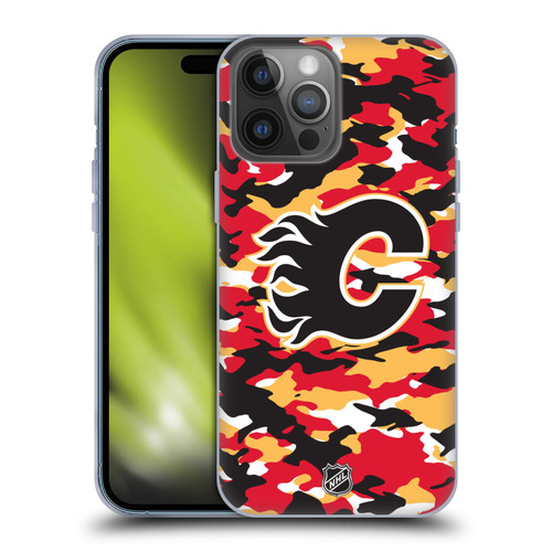 NHL Calgary Flames Camouflage Soft Gel Case for Apple iPhone 14 Pro Max