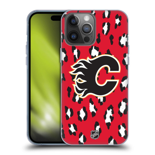 NHL Calgary Flames Leopard Patten Soft Gel Case for Apple iPhone 14 Pro Max