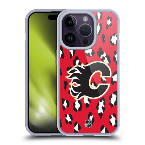 NHL Calgary Flames Leopard Patten Soft Gel Case for Apple iPhone 14 Pro