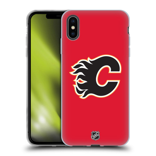 NHL Calgary Flames Plain Soft Gel Case for Apple iPhone XS Max