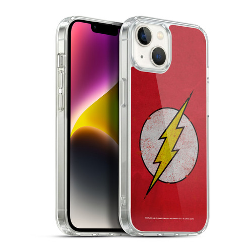 The Flash DC Comics Logo Distressed Look Soft Gel Case for Apple iPhone 14 Plus & MagSafe
