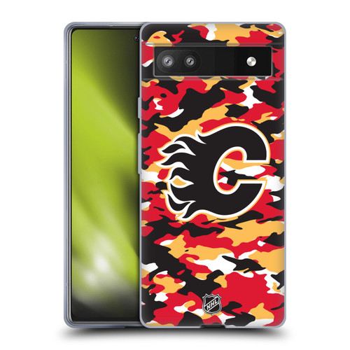 NHL Calgary Flames Camouflage Soft Gel Case for Google Pixel 6a