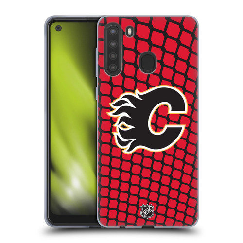 NHL Calgary Flames Net Pattern Soft Gel Case for Samsung Galaxy A21 (2020)