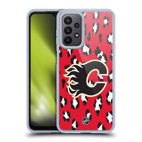 NHL Calgary Flames Leopard Patten Soft Gel Case for Samsung Galaxy A23 / 5G (2022)