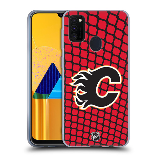 NHL Calgary Flames Net Pattern Soft Gel Case for Samsung Galaxy M30s (2019)/M21 (2020)