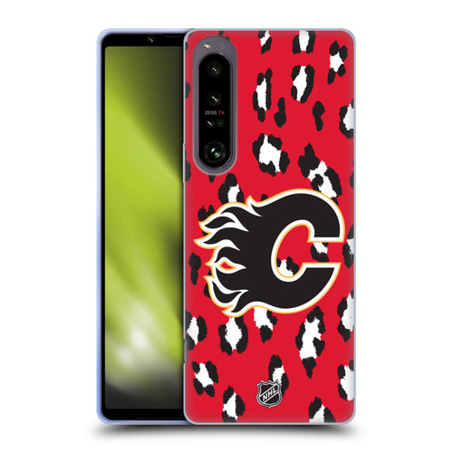 NHL Calgary Flames Leopard Patten Soft Gel Case for Sony Xperia 1 IV