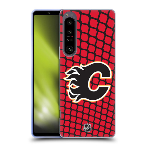 NHL Calgary Flames Net Pattern Soft Gel Case for Sony Xperia 1 IV