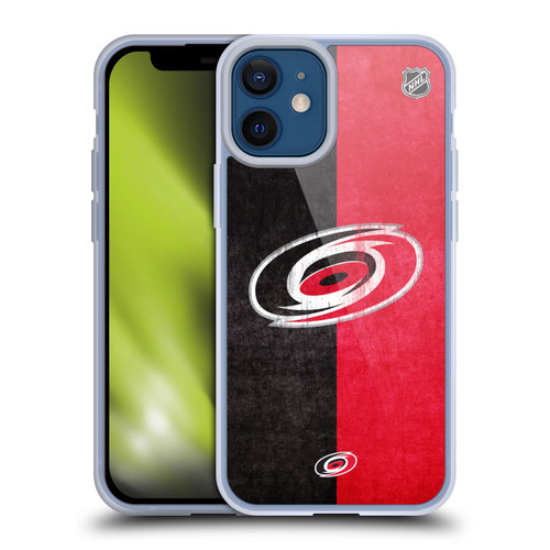 NHL Carolina Hurricanes Half Distressed Soft Gel Case for Apple iPhone 12 Mini