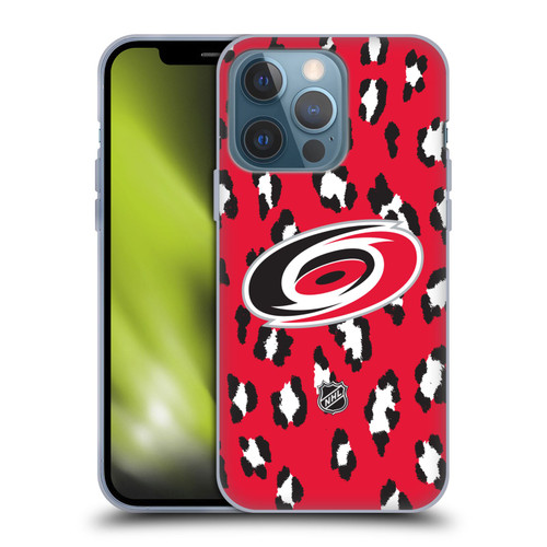 NHL Carolina Hurricanes Leopard Patten Soft Gel Case for Apple iPhone 13 Pro