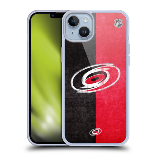 NHL Carolina Hurricanes Half Distressed Soft Gel Case for Apple iPhone 14 Plus