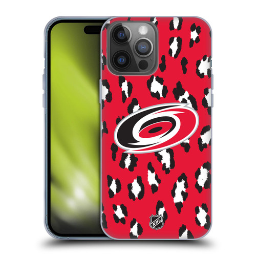 NHL Carolina Hurricanes Leopard Patten Soft Gel Case for Apple iPhone 14 Pro Max