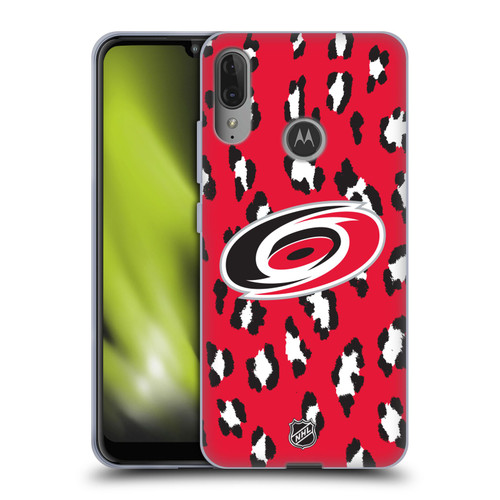 NHL Carolina Hurricanes Leopard Patten Soft Gel Case for Motorola Moto E6 Plus