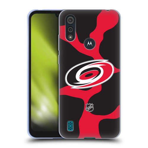 NHL Carolina Hurricanes Cow Pattern Soft Gel Case for Motorola Moto E6s (2020)