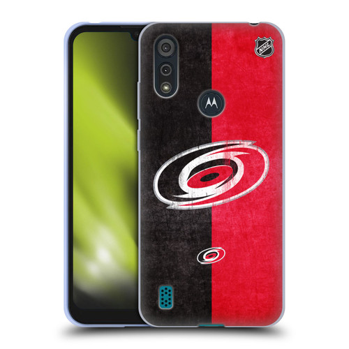 NHL Carolina Hurricanes Half Distressed Soft Gel Case for Motorola Moto E6s (2020)