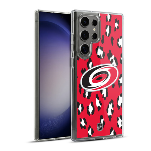NHL Carolina Hurricanes Leopard Pattern Soft Gel Case for Samsung Galaxy S23 Ultra 5G