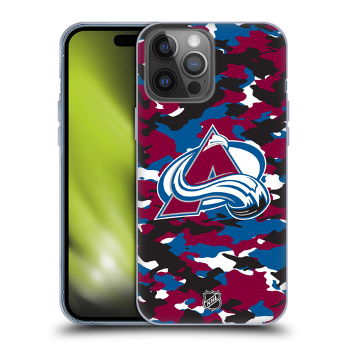 NHL Colorado Avalanche Camouflage Soft Gel Case for Apple iPhone 14 Pro Max