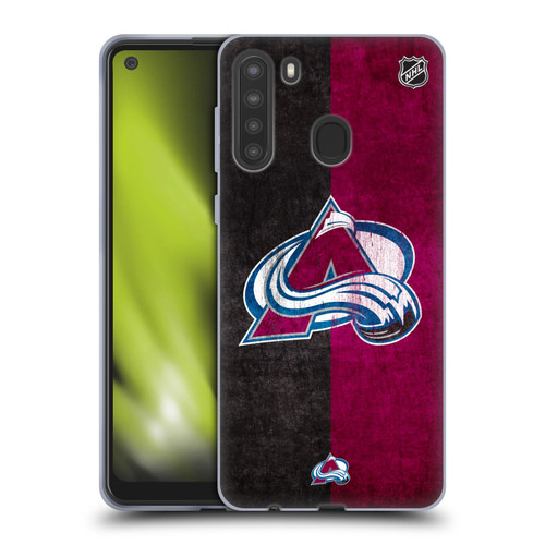 NHL Colorado Avalanche Half Distressed Soft Gel Case for Samsung Galaxy A21 (2020)