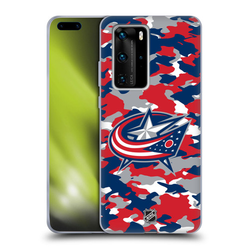NHL Columbus Blue Jackets Camouflage Soft Gel Case for Huawei P40 Pro / P40 Pro Plus 5G