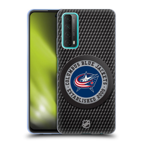 NHL Columbus Blue Jackets Puck Texture Soft Gel Case for Huawei P Smart (2021)