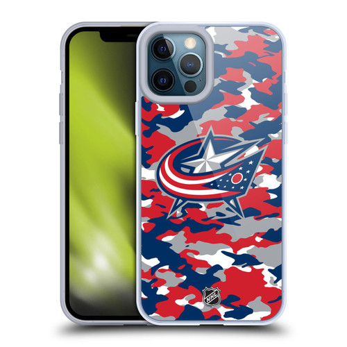 NHL Columbus Blue Jackets Camouflage Soft Gel Case for Apple iPhone 12 Pro Max