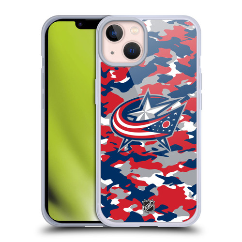 NHL Columbus Blue Jackets Camouflage Soft Gel Case for Apple iPhone 13