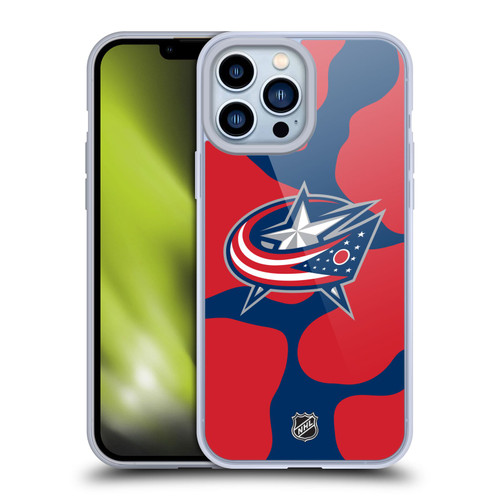 NHL Columbus Blue Jackets Cow Pattern Soft Gel Case for Apple iPhone 13 Pro Max