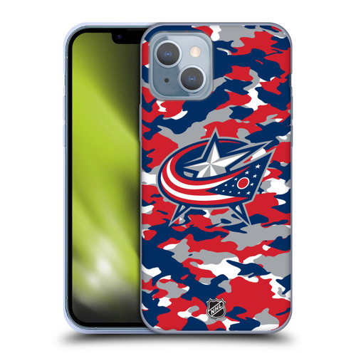 NHL Columbus Blue Jackets Camouflage Soft Gel Case for Apple iPhone 14